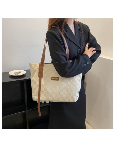 Replica Canvas Contrast Color  Black Grid Tote Bags #801326 $18.90 USD for Wholesale