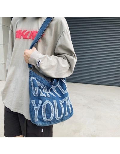 Letter Blue Casual Denim Tote Bags #801334 $34.43 USD, Wholesale Fashion Handbags