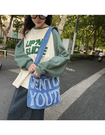 Replica Letter Blue Casual Denim Tote Bags #801334 $34.43 USD for Wholesale