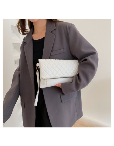 Casual Street Ladies Rhombus Lattice  White Clutch Bags #801338 $12.60 USD, Wholesale Fashion Handbags