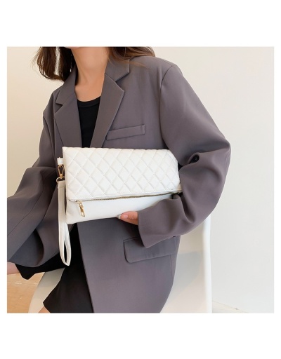 Replica Casual Street Ladies Rhombus Lattice  White Clutch Bags #801338 $12.60 USD for Wholesale