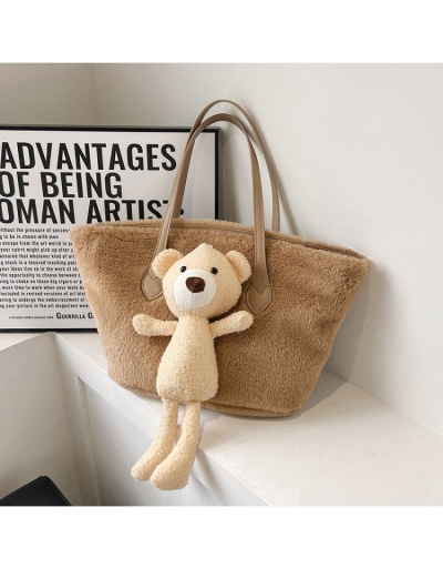 Replica  Cute Bear Plush Pure Color Large Capacity Bag #801348 $34.86 USD for Wholesale