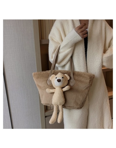 Replica  Cute Bear Plush Pure Color Large Capacity Bag #801348 $34.86 USD for Wholesale