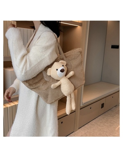 Replica  Cute Bear Plush Pure Color Large Capacity Bag #801348 $34.86 USD for Wholesale