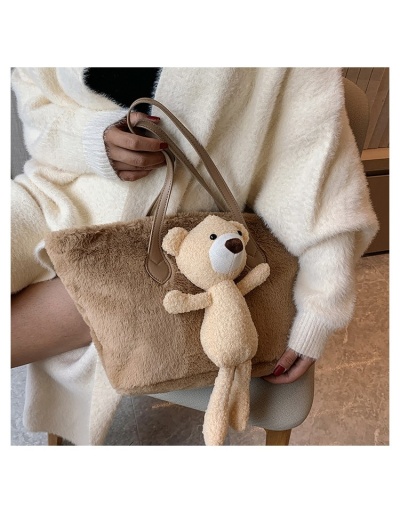 Replica  Cute Bear Plush Pure Color Large Capacity Bag #801348 $34.86 USD for Wholesale