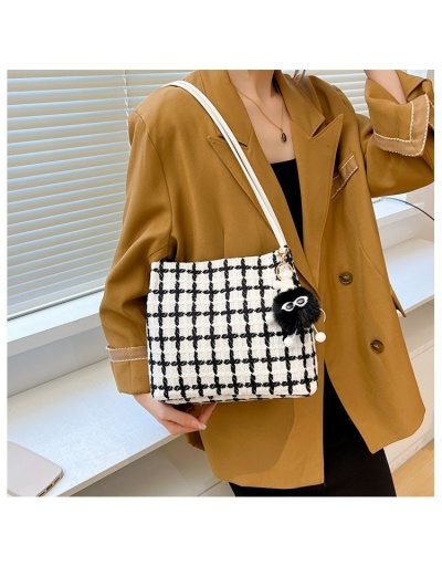  Canvas Contrast Color  Grid Pendant Tote Bags #801359 $14.85 USD, Wholesale Fashion Handbags