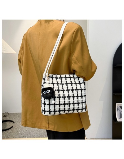 Replica  Canvas Contrast Color  Grid Pendant Tote Bags #801359 $14.85 USD for Wholesale