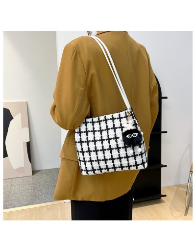 Replica  Canvas Contrast Color  Grid Pendant Tote Bags #801359 $14.85 USD for Wholesale