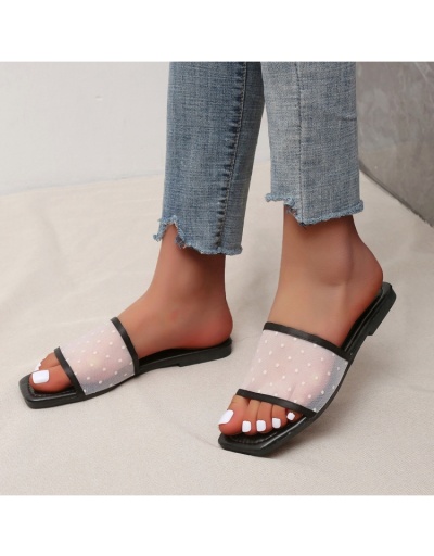 Perspective Dot Patchwork Square Toe Flat Slippers #801370 $30.55 USD, Wholesale Fashion Slippers