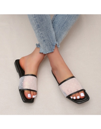 Replica Perspective Dot Patchwork Square Toe Flat Slippers #801370 $30.55 USD for Wholesale