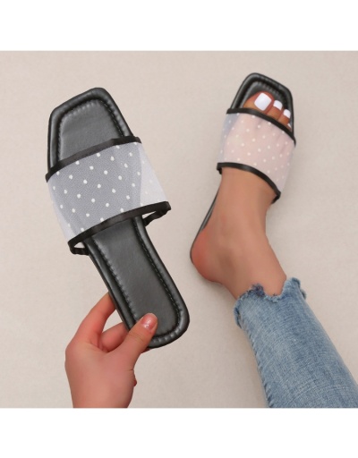 Replica Perspective Dot Patchwork Square Toe Flat Slippers #801370 $30.55 USD for Wholesale