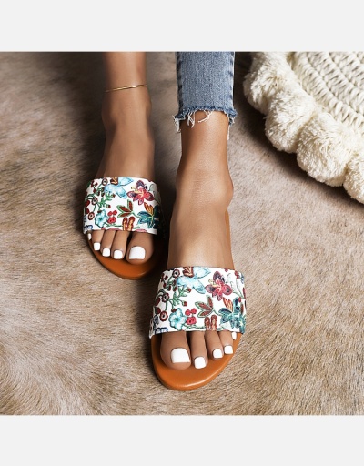 Replica Chic Flower Printed Round Toe Ladies Slippers #801378 $34.16 USD for Wholesale