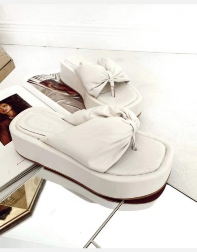 Replica Cute Solid White Bow Platform  Slide Slippers  #801379 $39.20 USD for Wholesale