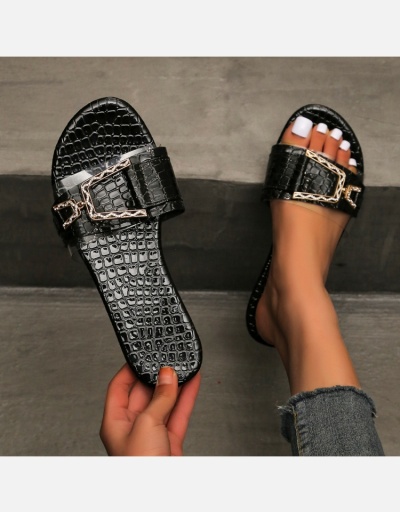 Replica  Metal Round Toe Casual Solid Slippers #801384 $32.75 USD for Wholesale