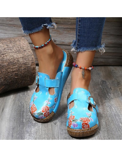 Replica National Style Beach Hollow Out Flat Closed Toe Slippers #801389 $44.40 USD for Wholesale