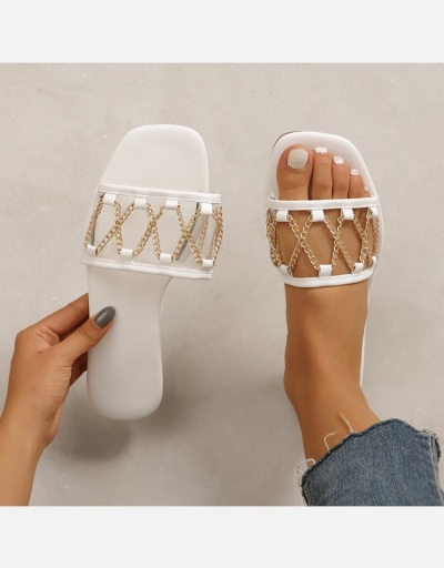  Casual Chain Patch Flat Comfy Womens Slippers #801400 $38.50 USD, Wholesale Fashion Slippers