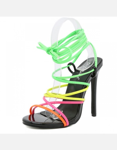 Replica Fashion Colorful Super High Lace Up Sandals #801401 $58.00 USD for Wholesale