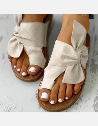 Replica Summer Beach Pure Color Bow Flat Outdoor Slippers #801405 $37.39 USD for Wholesale