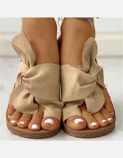 Replica Summer Beach Pure Color Bow Flat Outdoor Slippers #801405 $37.39 USD for Wholesale