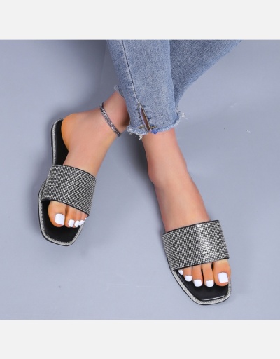 Replica Summer Beach Casual Rhinestone Slippers #801410 $39.83 USD for Wholesale