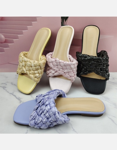 Replica Outdoor Beach Casual Woven Flat Women Slippers #801414 $42.17 USD for Wholesale