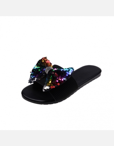 Replica Summer Sequined Rhinestone Bow Decoration Slippers #801418 $37.08 USD for Wholesale