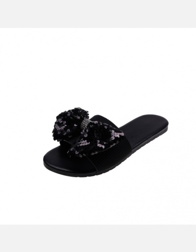 Replica Summer Sequined Rhinestone Bow Decoration Slippers #801418 $37.08 USD for Wholesale