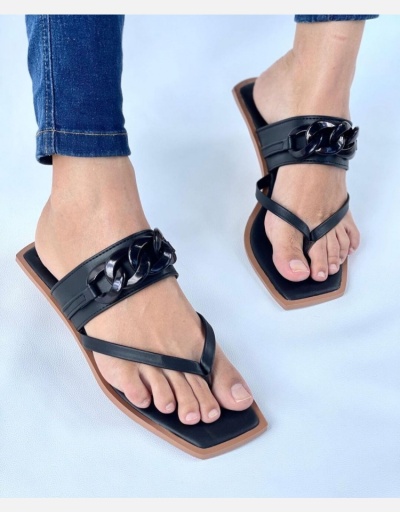 Replica Summer Patch Flat Square Toe Beach Slippers #801420 $38.00 USD for Wholesale