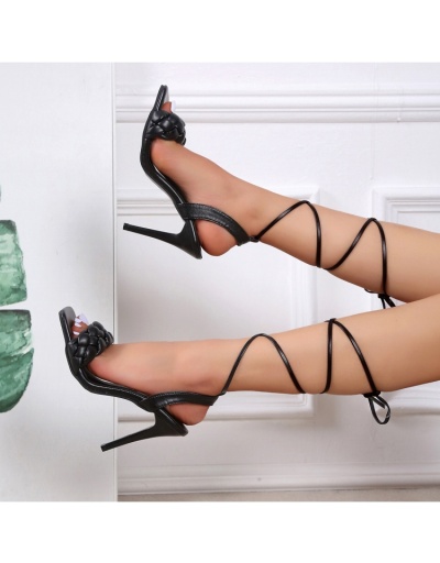 Replica Easy Matching Weave Lace Up Heeled Sandals #801424 $40.46 USD for Wholesale