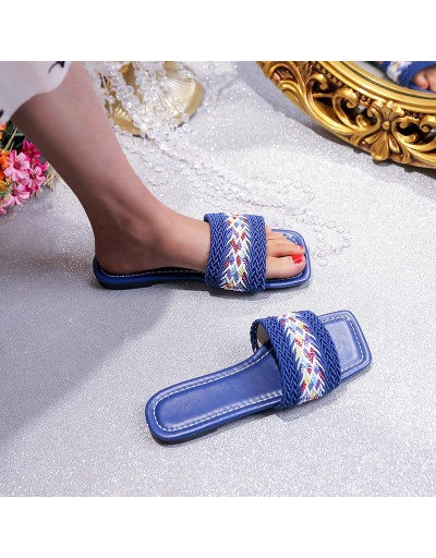 Replica Beach Embroidery  Square Toe Slide Slippers  #801430 $30.00 USD for Wholesale