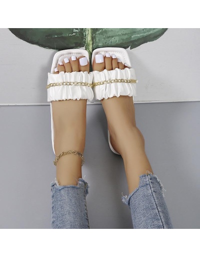 Replica White Ruched Square Toe Slide Slippers   #801431 $32.50 USD for Wholesale