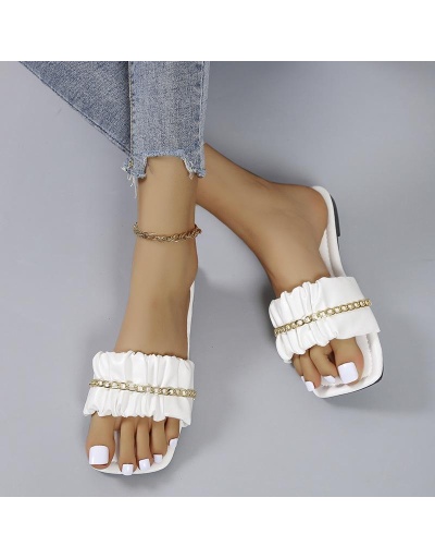 Replica White Ruched Square Toe Slide Slippers   #801431 $32.50 USD for Wholesale