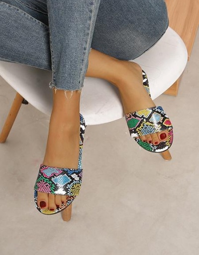 Replica Snake Skin Print Slide Slippers For Women #801432 $36.45 USD for Wholesale