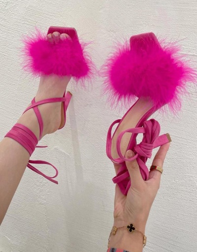 Replica Square Toe Feather Heeled Sandals For Women #801437 $63.15 USD for Wholesale