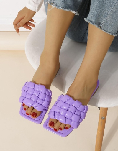 Solid Color Plain Square Toe Slide Slippers #801448 $39.68 USD, Wholesale Fashion Slippers