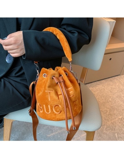 Replica  Pure Color Velvet Letter Women's Bucket Bag #801461 $44.23 USD for Wholesale