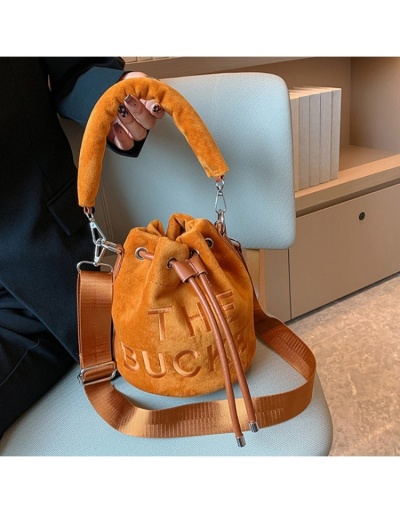 Replica  Pure Color Velvet Letter Women's Bucket Bag #801461 $44.23 USD for Wholesale