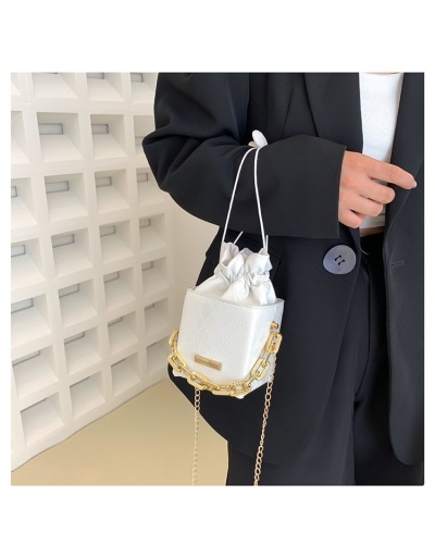 Replica Fashion PU Chain Solid Color Drawstring Bucket Bag #801476 $18.90 USD for Wholesale