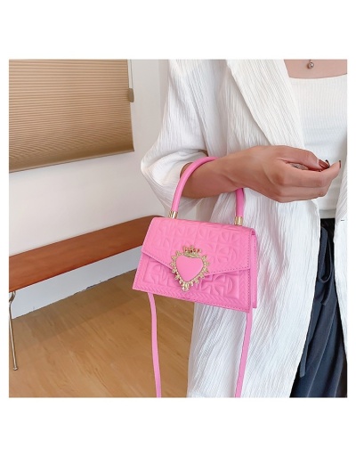 Replica  PU Pure Color Peach Heart Lock Women's Shoulder Bag #801477 $19.96 USD for Wholesale