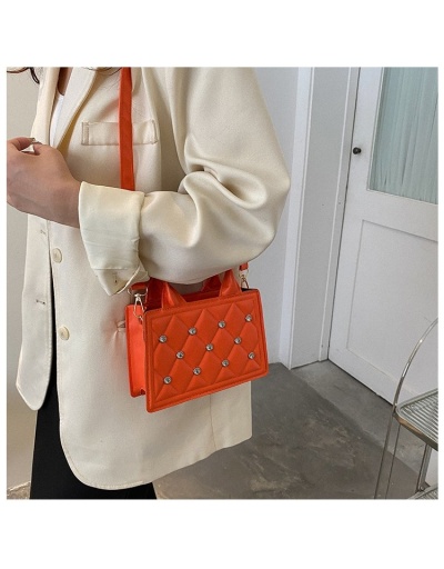 Replica  Textured PU Rhombus Lattice Hot Drilling Women Bag #801480 $16.10 USD for Wholesale