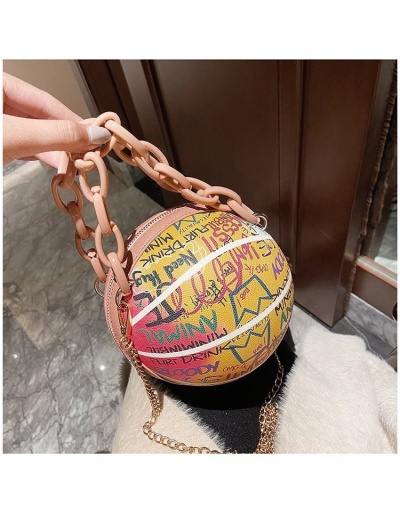 Replica Basketball PU Letter Printed Metal Chain Round Bag #801485 $33.60 USD for Wholesale