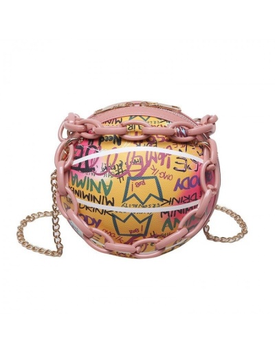 Replica Basketball PU Letter Printed Metal Chain Round Bag #801485 $33.60 USD for Wholesale