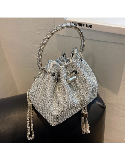 Ladies Rhinestone  Solid  Drawstring  Party Shoulder Bags #801489 $30.91 USD, Wholesale Fashion Satchels