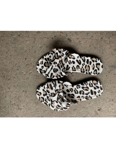 Replica  Summer Leopard Print Bow Women's Slippers #801562 $29.25 USD for Wholesale