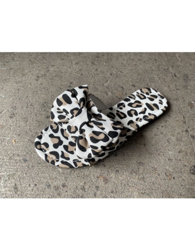 Replica  Summer Leopard Print Bow Women's Slippers #801562 $29.25 USD for Wholesale