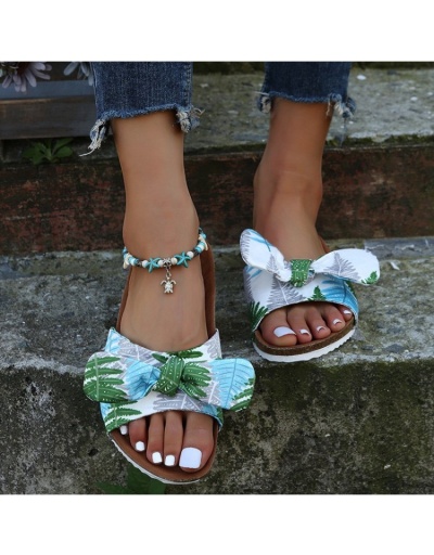 Replica  PU Casual Street Flower Bow Women's Slipper #801566 $32.40 USD for Wholesale