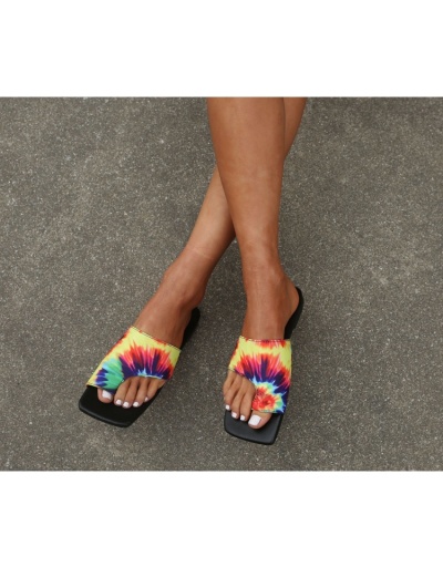 Replica Fashion PVC Square Toe Printed Slide Slippers For Women #801569 $23.13 USD for Wholesale