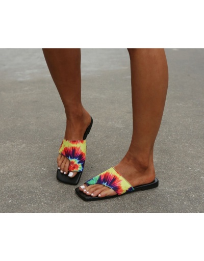 Replica Fashion PVC Square Toe Printed Slide Slippers For Women #801569 $23.13 USD for Wholesale