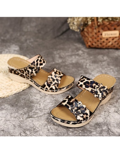 Replica Leopard  Snake Printed Flower Patch Wedges For Women #801572 $33.43 USD for Wholesale