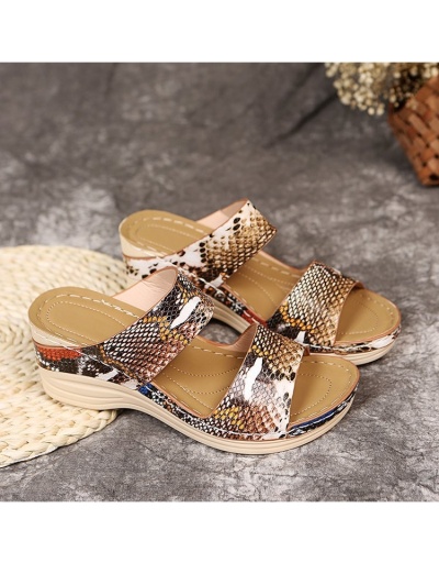 Replica Leopard  Snake Printed Flower Patch Wedges For Women #801572 $33.43 USD for Wholesale